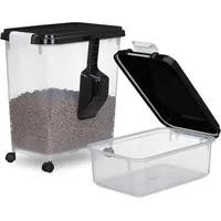 Relaxdays Hundefutter-Aufbewahrungsbox 10L/30L transparent/schwarz