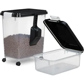 Relaxdays Hundefutter-Aufbewahrungsbox 10L/30L transparent/schwarz