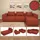 Mendler L-Sofa HWC-O54, Lounge-Couch mit Ottomane, erweiterbar modular rechts/links, Stoff/Textil 63x270x190cm terrakotta - Orange