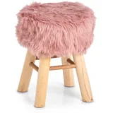 Hti-Living Sitzhocker Holz, Kunstfell Zottel