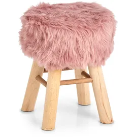 Hti-Living Sitzhocker Holz, Kunstfell Zottel