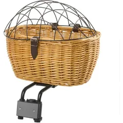 M-Wave BA Pet Fahrradkorb vorne oder hinten Hundekorb Fahrrad Korb für Hunde oder Katzen bis 15 kg Hundefahrradkorb Weidenkorb - Braun