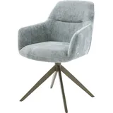 DeLife Drehstuhl Pejo-Flex Chenille Pastellblau Kreuzgestell breit Effektfinish Titan 360° drehbar Taschenfederkern,