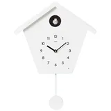 Cuco Clock Wanduhr Kuckucksuhr SCHWARZWALDHAUS, Wanduhr, Moderne Schwarzwalduhr (25 x 28,5 x 12cm, Pendeluhr mit Nachtruhefunktion, Vogelgezwitscher) weiß 23 cm x 12 cm