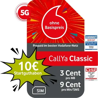 Vodafone Prepaid CallYa Classic|10 EUR Startguthaben|9 Cent Min/SMS|ohne Vertrag