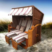 Strandkorb Ostsee 3-Sitzer Volllieger Gartenliege Sonneninsel Poly-Rattan XXL