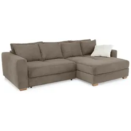 luma-home Ecksofa-Dauerschläfer, Braun, Taupe, Textil, 3-Sitzer, Füllung: Taschenfederkern, Ottomane links, L-Form, seitenverkehrt montierbar, Ottomane rechts, links montierbar,L-Form, 288x186 cm, Wohnzimmer, Sofas & Couches, Wohnlandschaften, Ecksofas