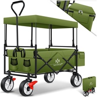KESSER Bollerwagen, Bollerwagen faltbar mit Dach Handwagen Transportkarre Geräte grün