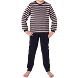 NORMANN Frottee Schlafanzug Pyjama langarm Bündchen Streifen - 77014 in grau | Gr.: 152