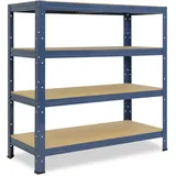 shelfplaza Schwerlastregal Metall 100x23x40 cm blau 4 Böden