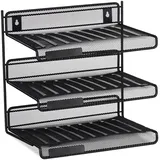 Relaxdays Briefablagen-System schwarz, 3 Fächer