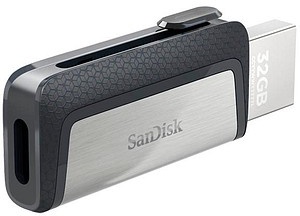 SanDisk USB-Stick Ultra Dual Drive USB Type-C silber, grau 32 GB
