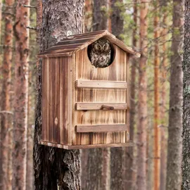 Relaxdays Eulen Nistkasten Holz Hellbraun,