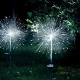 salcar 2er Set Solarleuchten Garten Gartenleuchten LED Solar Feuerwerk Kaltweiß, 8 Modi Solarlampen für außen Pusteblume mit Erdspieß