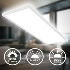 B.K.Licht LED Panel, 58x20 cm, - 22W, 3000lm, flach, backlight, neutralweiß, weiß - Weiß