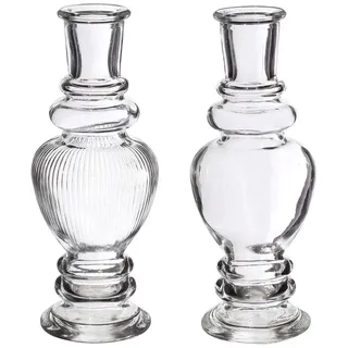 NaDeco Glasvase Bunt 'Venice' 2er Set - Wählbar in vielen Farben und Größen | Kerzenvase | Bunte Glasvasen | Deko Vasen | Ausgefallene Farbige Glasvasen, Farbe:Glasklar, Größe:h.15.5 Ø 5.7cm