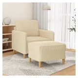 vidaXL Sessel mit Hocker 77 x 80 x 60 cm Creme