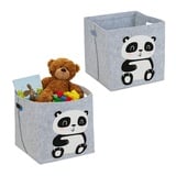 2 x Aufbewahrungskorb Panda-Motiv Spielzeugkorb Filz Kinderzimmer Korb Kinder