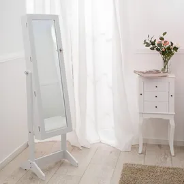 Tectake tectake® Schmuckschrank mit Ganzkörperspiegel, aufgeteilter Innenraum mit Haken, Schlitzen und Löchern, abschließbar