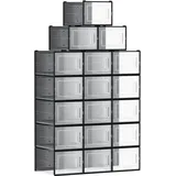 Schoenendozen - Set aus 12 - klappbare Schuhboxen - transparenter Weiß - 35 x 25,0 x 18,5 cm - ABS-Framedosierungen - Weiß