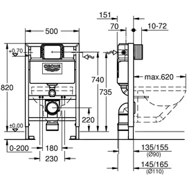 Grohe Rapid SL Element für WC, 0.82m Bauhöhe