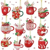 luxuskollektion 12er Set 5D Diamond Painting Weihnachts Schlüsselanhänger mit Kakao