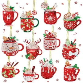 luxuskollektion 12er Set 5D Diamond Painting Weihnachts Schlüsselanhänger mit Kakao