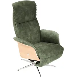 Nils Olsen Drehsessel Frederik Leder/Mikrofaser 78 x 113 x 79 cm Grün mit Relaxfunktion