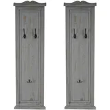 Mendler 2er-Set Garderobe T33, Wandgarderobe Garderobenpaneel, Wandhaken Holz 109x28x4cm ~ grau shabby