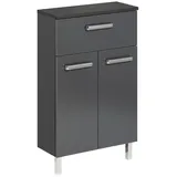 CASAVANTI Unterschrank 50 x 81 cm anthrazitgrau - Melaminharzbeschichtet - 2 Drehtüren - 1 Schubkasten - Soft-Close Funktion