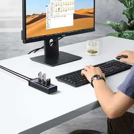 UGREEN USB-C auf 7-Port USB-A 3.0 Hub DC 12v Grau