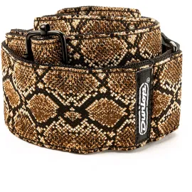 Jim Dunlop DUNLOP Jacquard King Cobra Gurt für Gitarre und Bass, Flachstrahl-Design, Niederspannungsfeder, Farbe Schwarz und Orange (D6726)