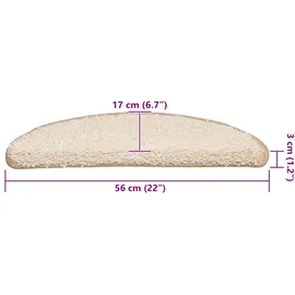 vidaXL Stufenmatten 30 Stk. 56x17x3 cm Creme Halbrund