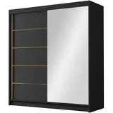 Mirjan24 Schiebetürenschrank, Schwarz, Metall, Rechteckig, 180x215x58 cm, Schlafzimmer, Kleiderschränke, Schwebetürenschränke