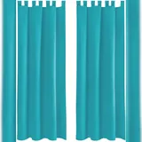 BestLivings 2er Set Dekoschal EllenSchlaufe mit Raffhalter & Haken 140 x 145 cm türkis