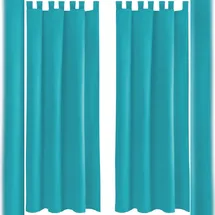 BestLivings 2er Set Dekoschal EllenSchlaufe mit Raffhalter & Haken 140 x 145 cm türkis