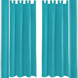 BestLivings 2er Set Dekoschal EllenSchlaufe mit Raffhalter & Haken 140 x 145 cm türkis