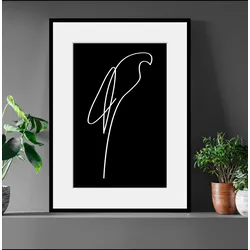 queence Bild »Julian«, Schwarz-Weiß-Kunst-Modern-Vögel-Vogelbilder-Papageien, (1 St.), HD Premium Poster-Druck inkl. Holzrahmen queence Farbe Rahmen: schwarz + Farbe Bild(er): schwarz