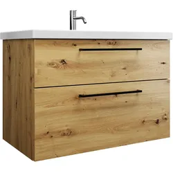 burgbad Eqio Waschtischkombination mit Keramik-Waschtisch, 93 cm, mit Stangengriff G0234, Badmöbel,