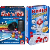 Schmidt Spiele 49320 Zock'n'Roll & 51296 Kniffel Extreme, Bring Mich mit Spiel in Metalldose
