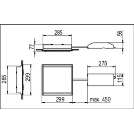 RIDI Homelight REYE-2NDFSW930RA1100 eckig Silber