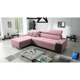 Kaiser Bequemes Ecksofa mit Schlaffunktion MORENA I Mini Uttario Velvet Rosa Links