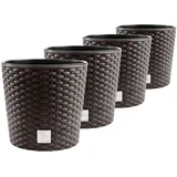 4-teiliges Rattan Pflanzkübel Set mit Einsatz, ø30 cm, 15,3L, Farbe Umbra
