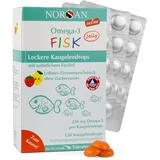 NORSAN Omega 3 FISK Jelly 120 hochdosiert/Omega 3 für Kinder (250 mg pro Kaugeleedrops) / Omega 3 Öl mit EPA & DHA/Tagesdosis mit Zitrone-Erdbeer-Geschmack 4 Kapseln