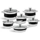 Edenberg Modernes Topfset, 12-teilig, Edelstahl, Geschenk, Induktion, Gas, Edenberg