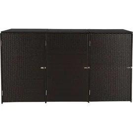 Mendler 3er-Mülltonnenverkleidung HWC-E25, Mülltonnenbox Mülltonnenabdeckung, Poly-Rattan 3x120l ~ braun
