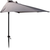 GreenGarden® Balkon Sonnenschirm 250 cm halbrund mit Kurbel hellgrau