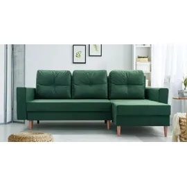 e-meubles MOEBLO Ecksofa CARL – Ottomane Links und Bettkasten universal Couch für Wohnzimmer, Schlafsofa Sofagarnitur Sofa Eckcouch L-Form Wohnlandschaft, m... - Blau