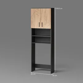 livinity Ronco Waschmaschinenschrank 64 x 190,5 cm Goldkraft Eiche/Anthrazit Holz