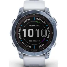 Garmin Fenix 7 Sapphire Solar blaues DLC-Titan mit steinweissem Armband